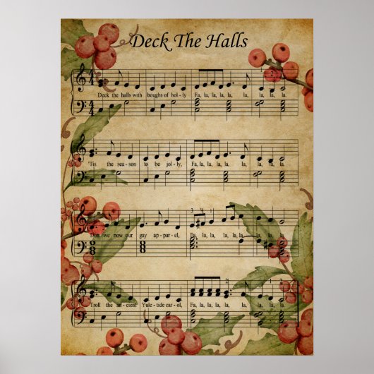 Poster Poster-Sheet Music Art-Deck the Halls (Devant)