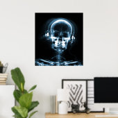 POSTER POSTER- SKELETON DE MUSIQUE X RAY BLACK BLEU NOIR (Bureau à domicile)