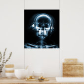 POSTER POSTER- SKELETON DE MUSIQUE X RAY BLACK BLEU NOIR (Cuisine)