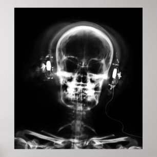 POSTER POSTER- SKELETON DE MUSIQUE X RAY BLACK GRAY B&W