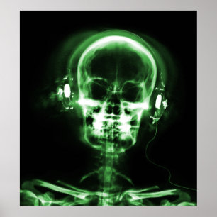 POSTER POSTER- SKELETON DE MUSIQUE X RAY NOIR VERT