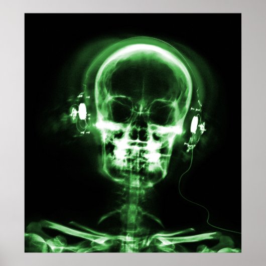 POSTER POSTER- SKELETON DE MUSIQUE X RAY NOIR VERT (Devant)