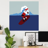 Poster Poster- Surfing Père Noël! (Bureau à domicile)