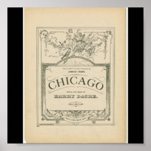 Poster Poster-Vintage Chicago Art-Chicago Mots & Musique