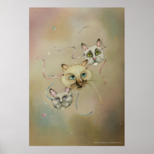 Poster Posters, Beaux-Arts - Masques de chats siamois