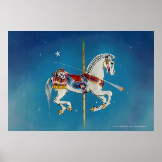 Poster Posters, Imprimés - Cheval de carrousel rouge, bla (Devant)