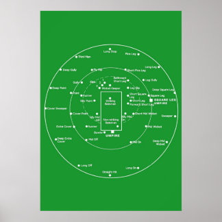 Poster POSTES DE PITCH DE CRICKET - Diagramme des positio