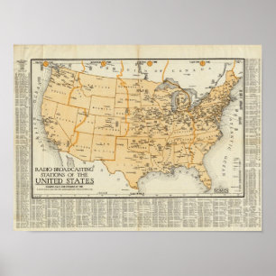 Poster Postes émetteurs par radio des Etats-Unis