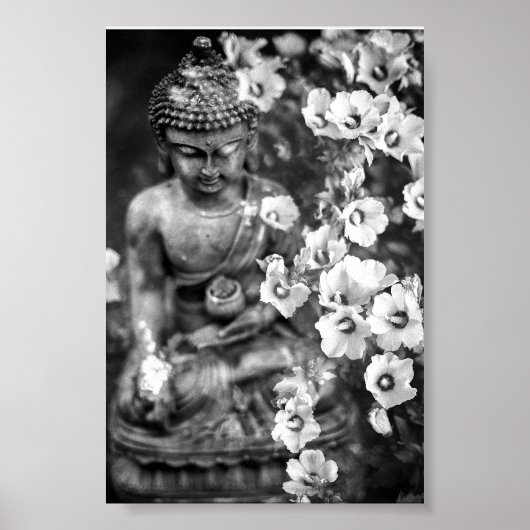 POSTER POSTRE PHOTOGRAPHIQUE DE BOUDDHA ET FLEURS (Devant)