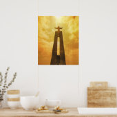 Poster Postugal vintage, Lisbonne, Église Christo Rei (Cuisine)