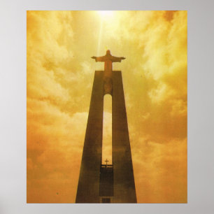 Poster Postugal vintage, Lisbonne, Église Christo Rei