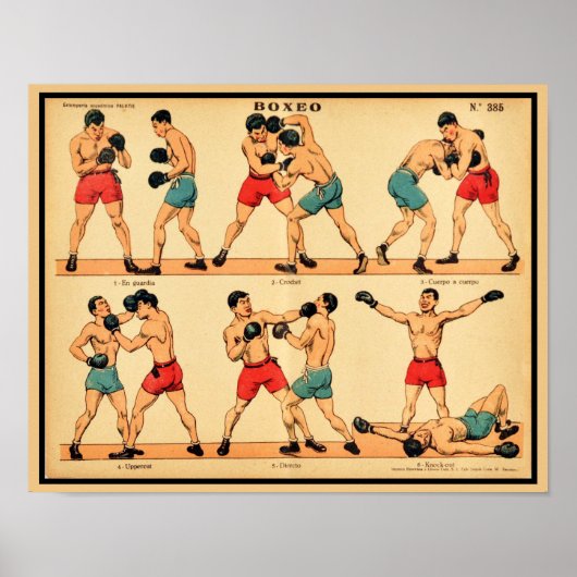 Poster Posture et coups de boxe des années 1920 (Devant)