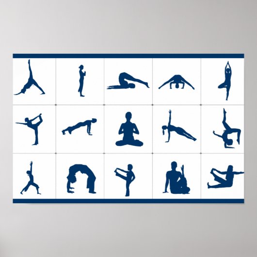 Poster Postures de yoga Arbre de Vie, Lotus et plus Graph (Devant)