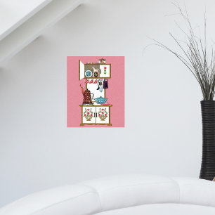 Poster Pot à café de poêle de cuisine rétro antique vinta