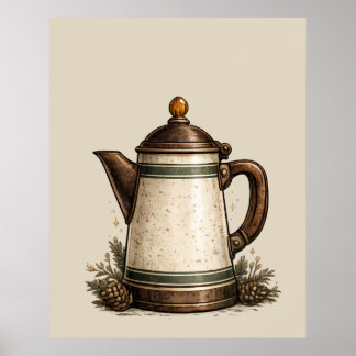 Poster Pot à café en émail vintage