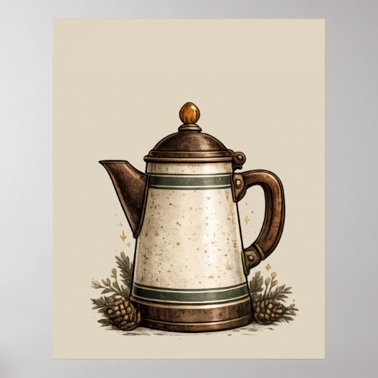 Poster Pot à café en émail vintage (Devant)