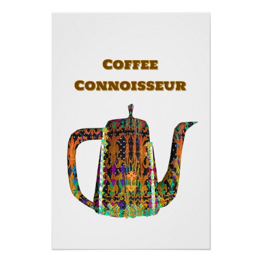 Poster Pot à café floral Connaisseur de café (Devant)
