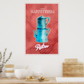 Poster Pot à café vintage bleu (Cuisine)