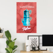 Poster Pot à café vintage bleu (Bureau à domicile)