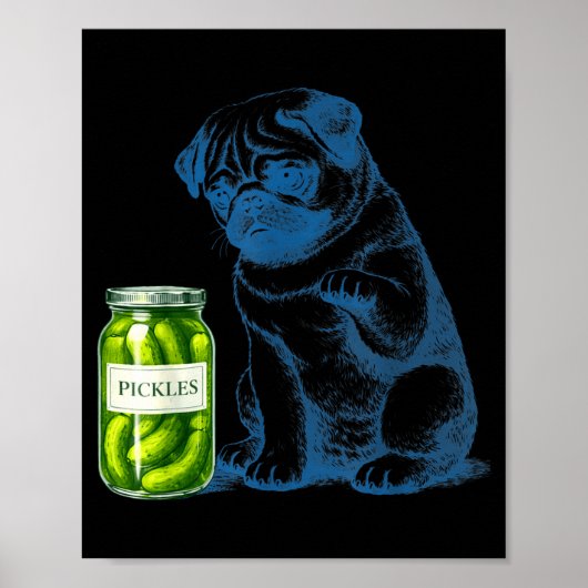 Poster Pot à ckle de chien Carlin vintage (Devant)