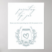 Poster Pot à conseils de parenting pour bébé Fleur Bleu V (Devant)