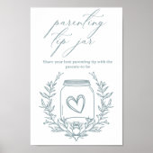 Poster Pot à conseils de parenting pour bébé Fleur Bleu V (Devant)