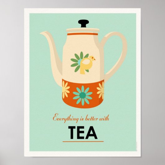 Poster Pot À Thé Du Milieu Du Siècle (Devant)