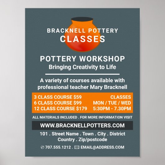 Poster Pot Conception, Cours De Poterie, Potters (Devant)