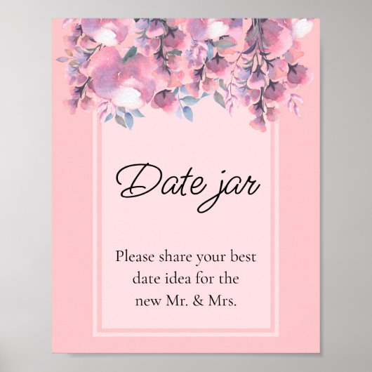 Poster Pot de date automnal floral rose poudré pour enter (Devant)