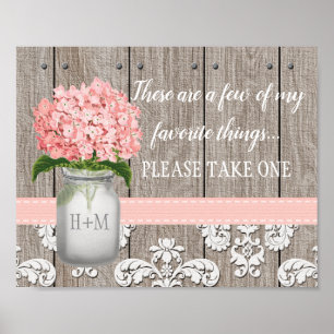 Poster Pot de fleurs Hydrangea rose Merci de n'en prendre