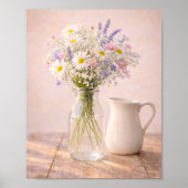 Poster Pot de fleurs sauvages de campagne et pichet en cé (Devant)