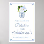 Poster Pot de gingembre floral bleu classique pour une fê (Devant)