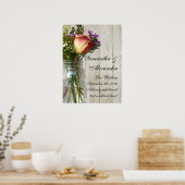 Poster Pot de Mason avec rose et fleurs sauvages (Cuisine)