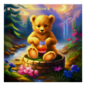 Poster Pot de miel Imaginaire mignon à l'ours (Devant)