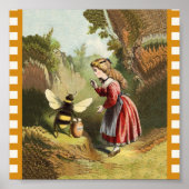 Poster Pot de miel petite fille abeille vintage (Devant)