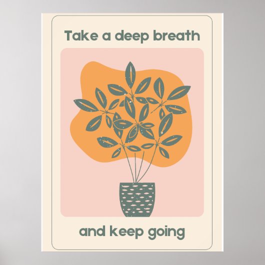 Poster Pot de Plante esthétique bio orange beige (Devant)