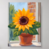 Poster Pot de tournesol jaune Art aquarelle florale (Devant)
