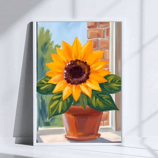 Poster Pot de tournesol jaune Art aquarelle florale
