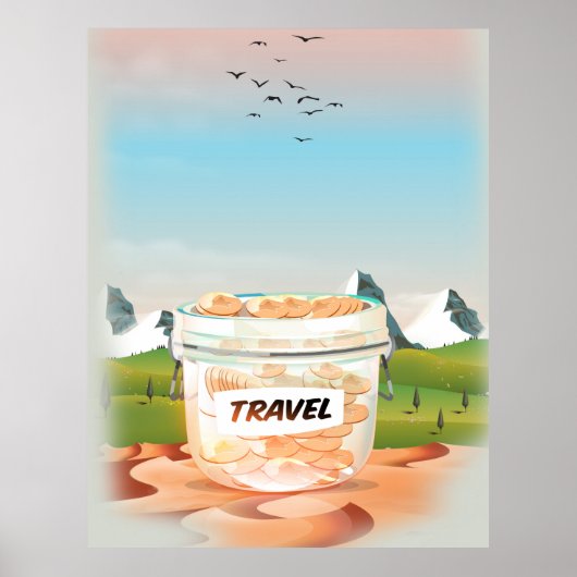 Poster Pot en verre pour l'argent de voyage (Devant)