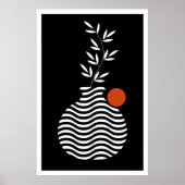 Poster Pot et fleur blanc géométrique, milieu du siècle (Devant)