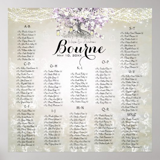 Poster Pot Mason Jar Lavande Cœur Feuille Arbre Mariage (Devant)