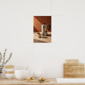Poster Pot Moka Italien et Espresso – Chaud Minimalisme C (Cuisine)