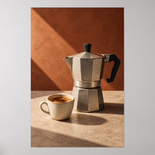 Poster Pot Moka Italien et Espresso – Chaud Minimalisme C