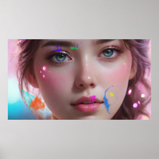 Poster Pot-pourri artistique Fille IA et abstrait