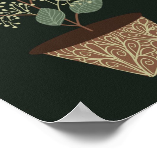 Poster Pot vert plante eucalyptus feuilles graines terrac (Coin)