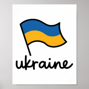 Poster Poteau de drapeau à signature ukrainienne - Ukrain