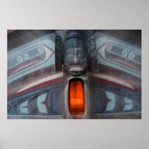 Poster Poteau Totem Abstrait, Alaska