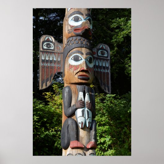 Poster Poteau Totem Gros Plan, Alaska (Devant)