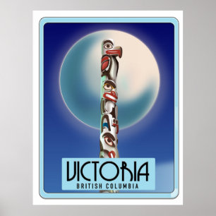 Poster Poteau totem Victoria Colombie-Britannique.