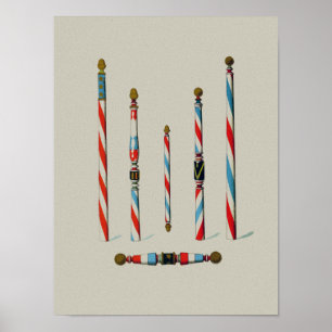 Poster Poteaux vintages de salon de coiffure